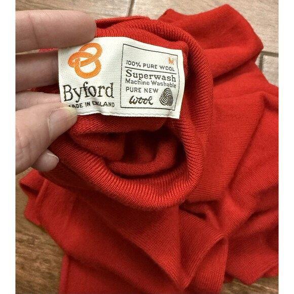Vintage Byford Women's 100% Wool Made in England Red Turtleneck Sweater SIZE M - Picture 4 of 5